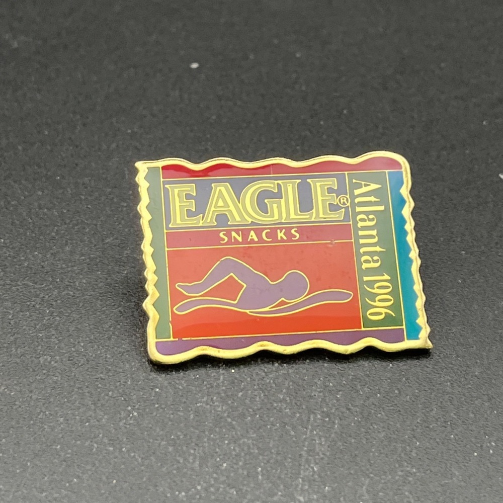 Vintage 1996 Atlanta Olympic Games Eagle Snacks Swimming Lapel Hat Pin